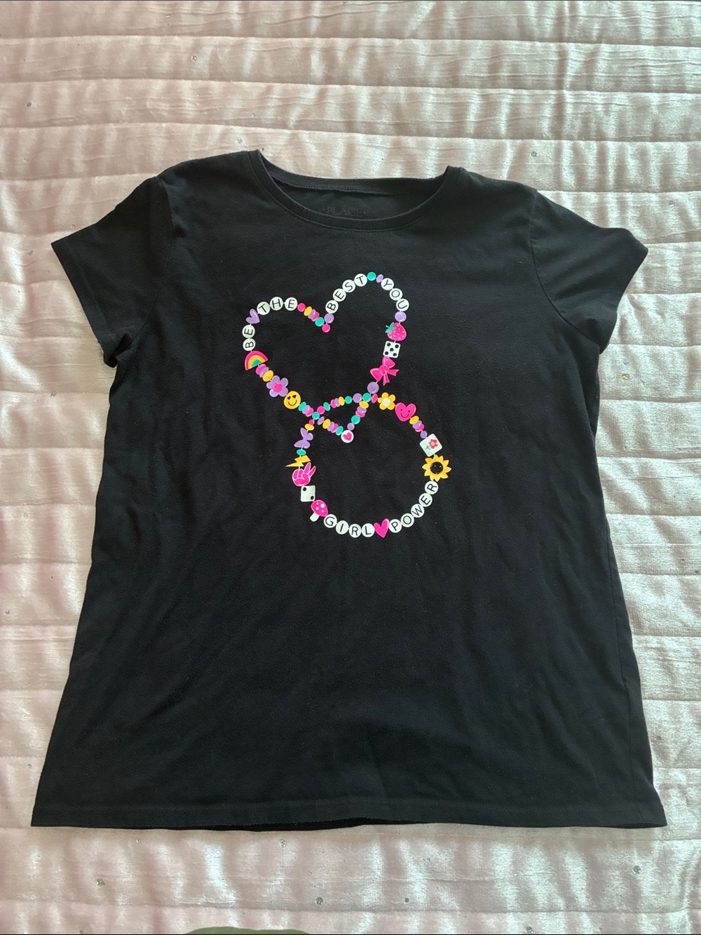 The Children's Place Black Short-Sleeve Tee with Colorful Bracelet Design